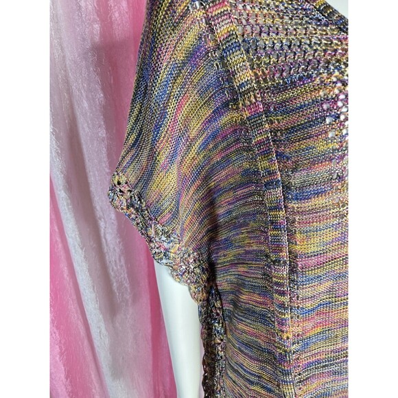 Democracy Colorful Crochet Knit Semi Sheer Long Top Size Small Medium - Picture 5 of 16
